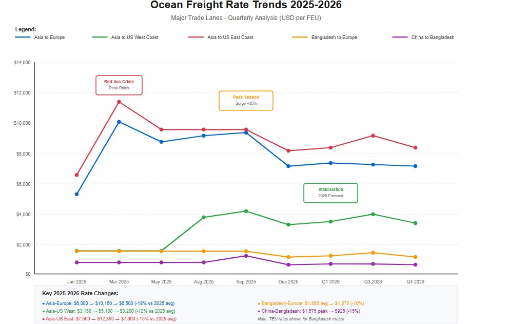 Ocean Freight Rate Charts 2025-2026
